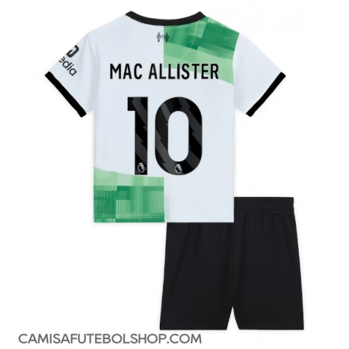 Camisa de time de futebol Liverpool Alexis Mac Allister #10 Replicas 2º Equipamento Infantil 2023-24 Manga Curta (+ Calças curtas)